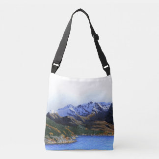 Noorse fjorden en bergen crossbody tas