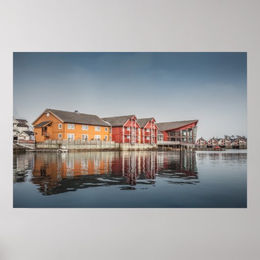 Noorse geverfde huizen poster (Voorkant)