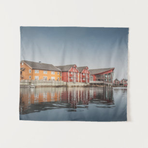 Noorse geverfde huizen wandkleed