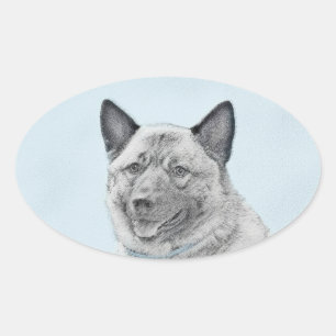 Noorse goudschilderingen - oorspronkelijke hondenk ovale sticker
