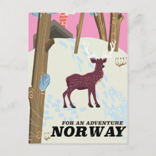 Noorse herten vintage reisposter briefkaart
