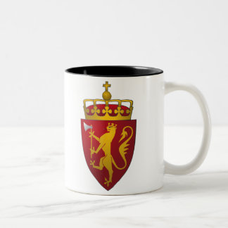 Noorse jasje van wapenlion in rood en goud tweekleurige koffiemok