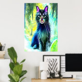 Noorse kat in het bos | AI Art. Poster (Thuiskantoor)