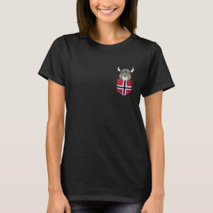 Noorse Kat Viking Noorwegen Vlag Noordse Mythologi T-shirt