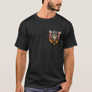 Noorse Kat Viking Noorwegen Vlag Noordse Mythologi T-shirt