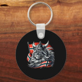 Noorse kat Viking Noorwegen vlag Sleutelhanger (Voorkant)