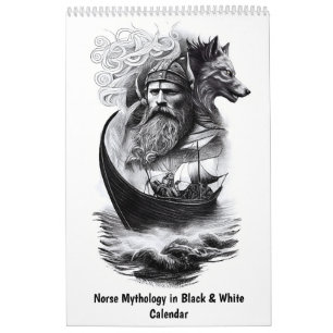 Noorse mythologie in zwart-wit kalender