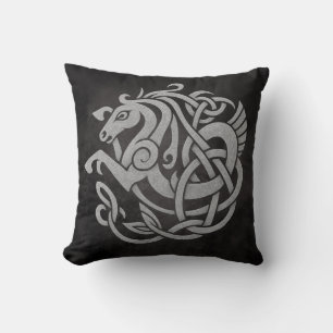 Noorse mythologische paardenknoopontwerp kussen