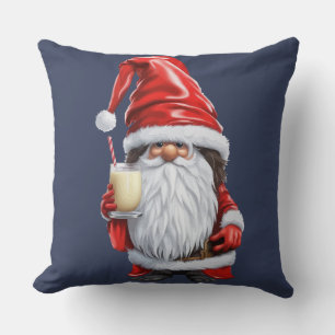 Noorse Nisse Kabouter Gonk met een glas eierpunch  Kussen