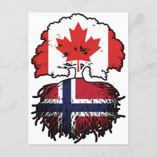 Noorse Noorse Canadese vlag voor bomen in Canada Briefkaart
