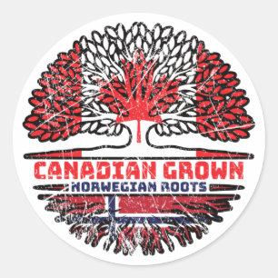 Noorse Noorse Canadese vlag voor bomen in Canada Ronde Sticker