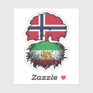 Noorse Opgegroeide Iraanse Wortels Leeuw en Zon Sticker
