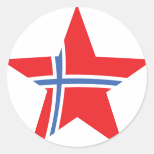 Noorse Rode ster - vlag Ronde Sticker