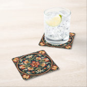 Noorse Rosemaling decoratieve volkskunst Vierkante Kartonnen Onderzetter (Insitu)