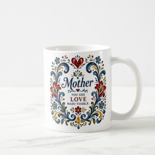 Noorse Rosemaling Moeder Mok - Elegante Bloem F