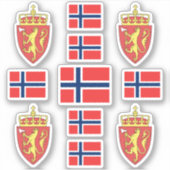 Noorse staatssymbolen / wapenschild en vlag sticker (Voorkant)