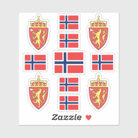 Noorse staatssymbolen / wapenschild en vlag sticker (Vel)