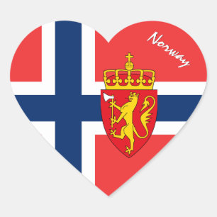 Noorse sticker, Hart, Patriottische Noorse vlag Hart Sticker