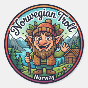 Noorse trolsfolklore Noorwegen Ronde Sticker