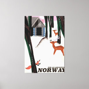 Noorse vintage reisposter landschap canvas afdruk