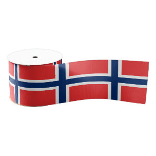 Noorse vlag en Noorwegen, reizen, vakantie/sport Grosgrain Lint