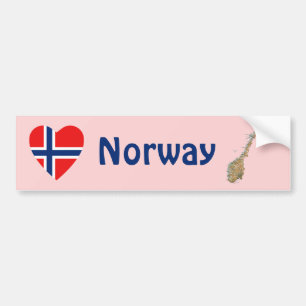 Noorse Vlag Hart + Landkaart Bumpersticker