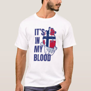 Noorse vlag Heart Blood Veins Hand Noorwegen T-shirt