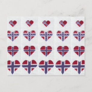 Noorse vlag Heart Cross Stitch Noords Noorwegen Briefkaart