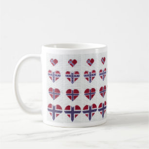 Noorse vlag Heart Cross Stitch Noords Noorwegen Koffiemok