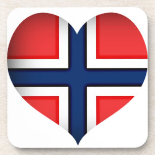 Noorse vlag Heart Drankjes Onderzetter