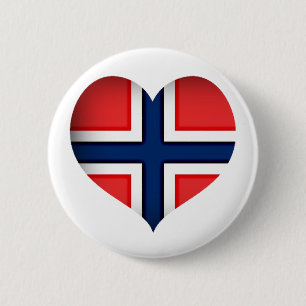Noorse vlag Heart Ronde Button 5,7 Cm
