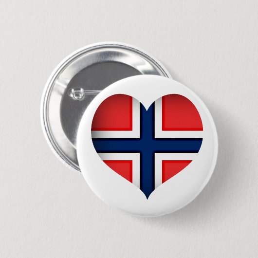 Noorse vlag Heart Ronde Button 5,7 Cm (Voorkant /achterkant)