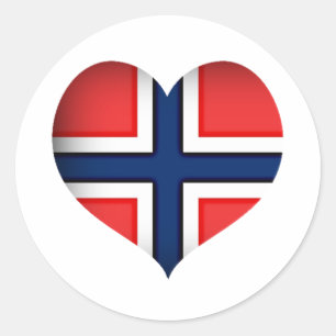 Noorse vlag Heart Ronde Sticker