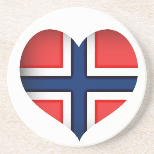 Noorse vlag Heart Zandsteen Onderzetter