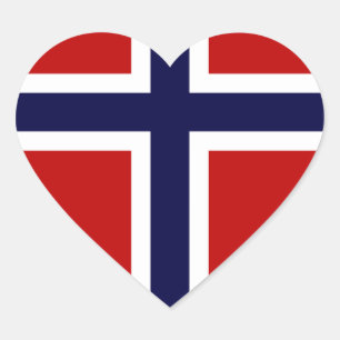 Noorse vlag - Kongeriket Norge - Noorse vlag Hart Sticker