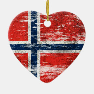 Noorse vlag met zwoerd en slechtste vlag keramisch ornament
