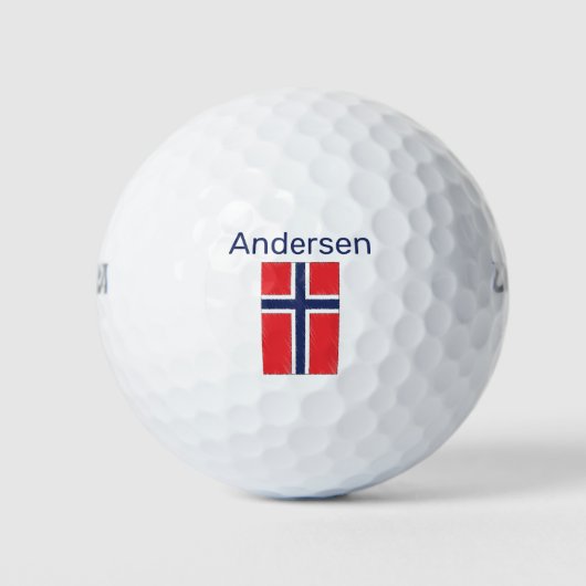 Noorse vlag & naam op maat golfballen (Voorkant)