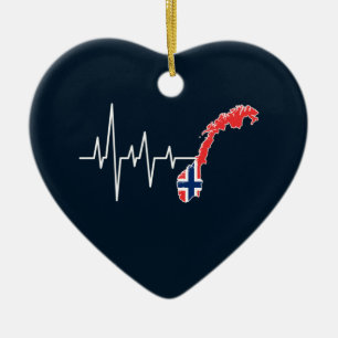 Noorse vlag Noorse vlag Noorse hartslag Keramisch Ornament