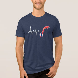 Noorse vlag Noorse vlag Noorse hartslag Tri-Blend Shirt