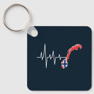 Noorse Vlag Noorwegen Vlag Norge Hartslag Sleutelhanger