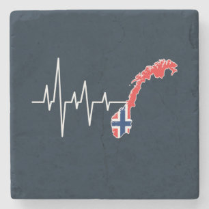 Noorse Vlag Noorwegen Vlag Norge Hartslag Stenen Onderzetter
