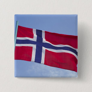 Noorse vlag RF) Vierkante Button 5,1 Cm