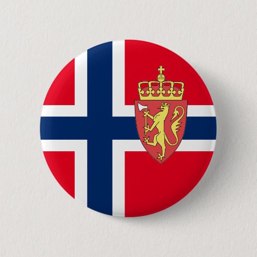 Noorse vlag ronde button 5,7 cm (Voorkant)