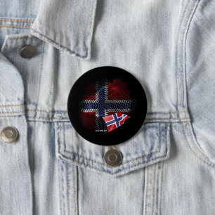 Noorse vlag ronde button 7,6 cm