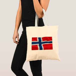 Noorse vlag rood en blauw tote bag