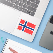 Noorse vlag Sticker (Laptop met iPhone)