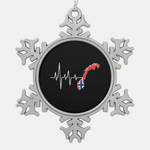 Noorse vlag tin sneeuwvlok ornament