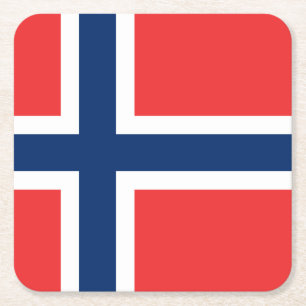 Noorse vlag van het document van Noorwegen Vierkante Kartonnen Onderzetter