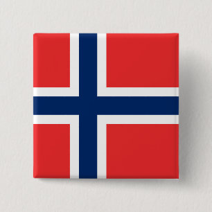 Noorse vlag vierkante button 5,1 cm