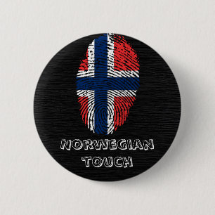 Noorse vlag voor vingerafdrukken ronde button 5,7 cm